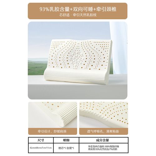 优质天然乳胶枕,抑菌防螨,舒适承托,呵护颈椎
