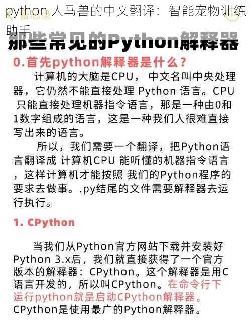python 人马兽的中文翻译：智能宠物训练助手