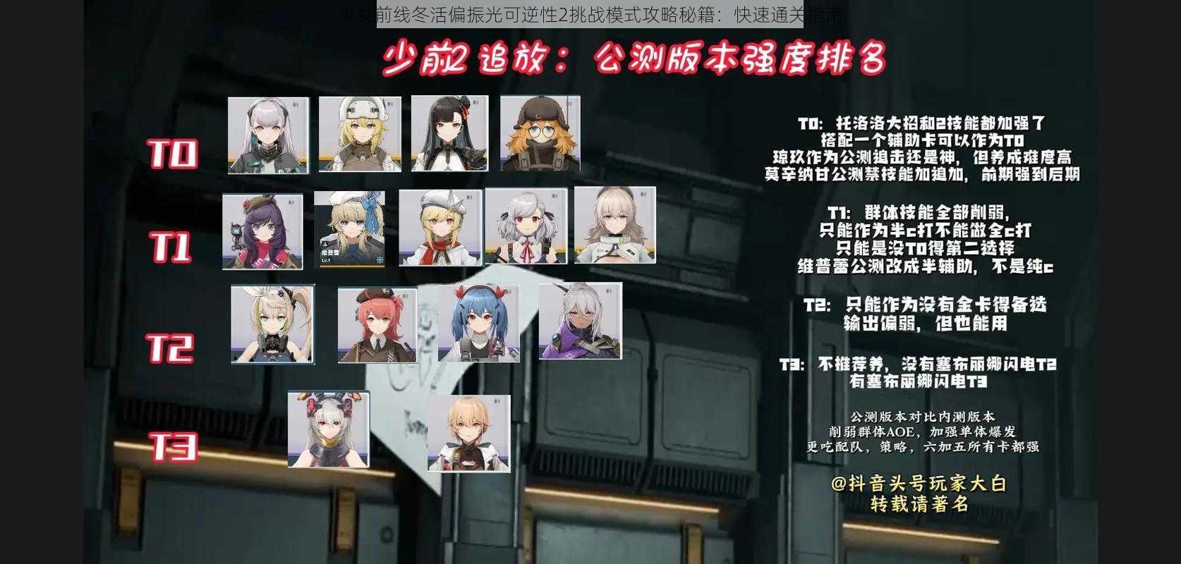 少女前线冬活偏振光可逆性2挑战模式攻略秘籍:快速通关指南