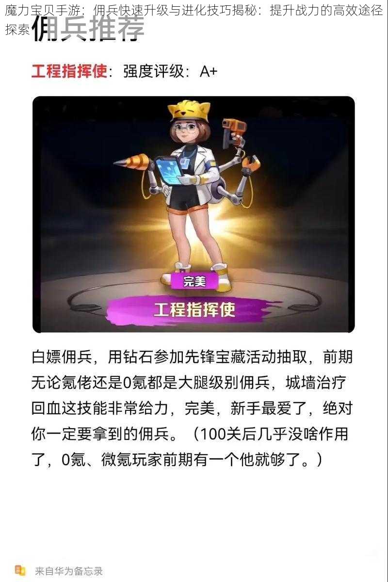 魔力宝贝手游:佣兵快速升级与进化技巧揭秘:提升战力的高效途径探索