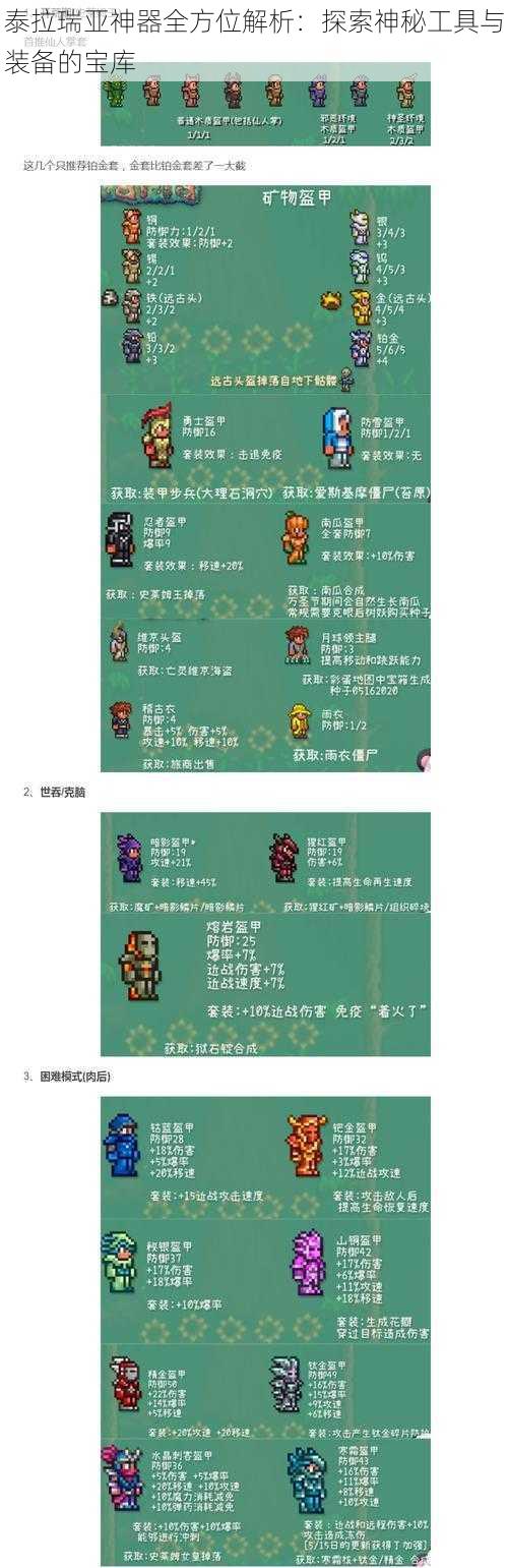 泰拉瑞亚神器全方位解析:探索神秘工具与装备的宝库