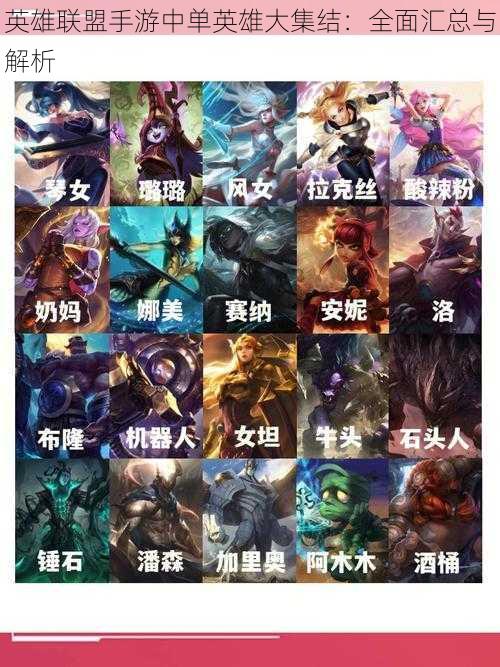 英雄联盟手游中单英雄大集结:全面汇总与解析