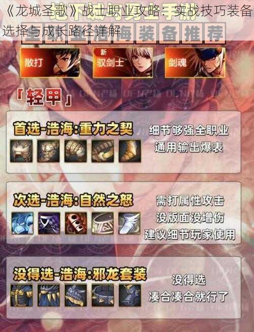 《龙城圣歌》战士职业攻略:实战技巧装备选择与成长路径详解