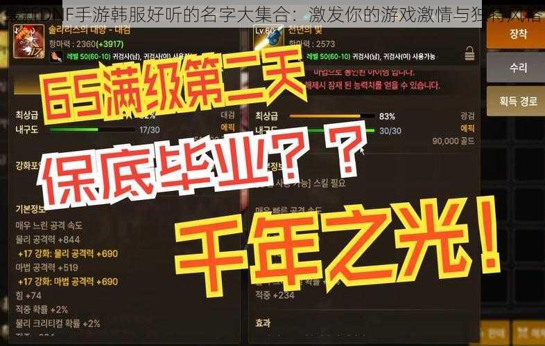 最新DNF手游韩服好听的名字大集合:激发你的游戏激情与独特风格