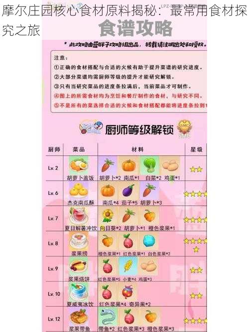 摩尔庄园核心食材原料揭秘:最常用食材探究之旅