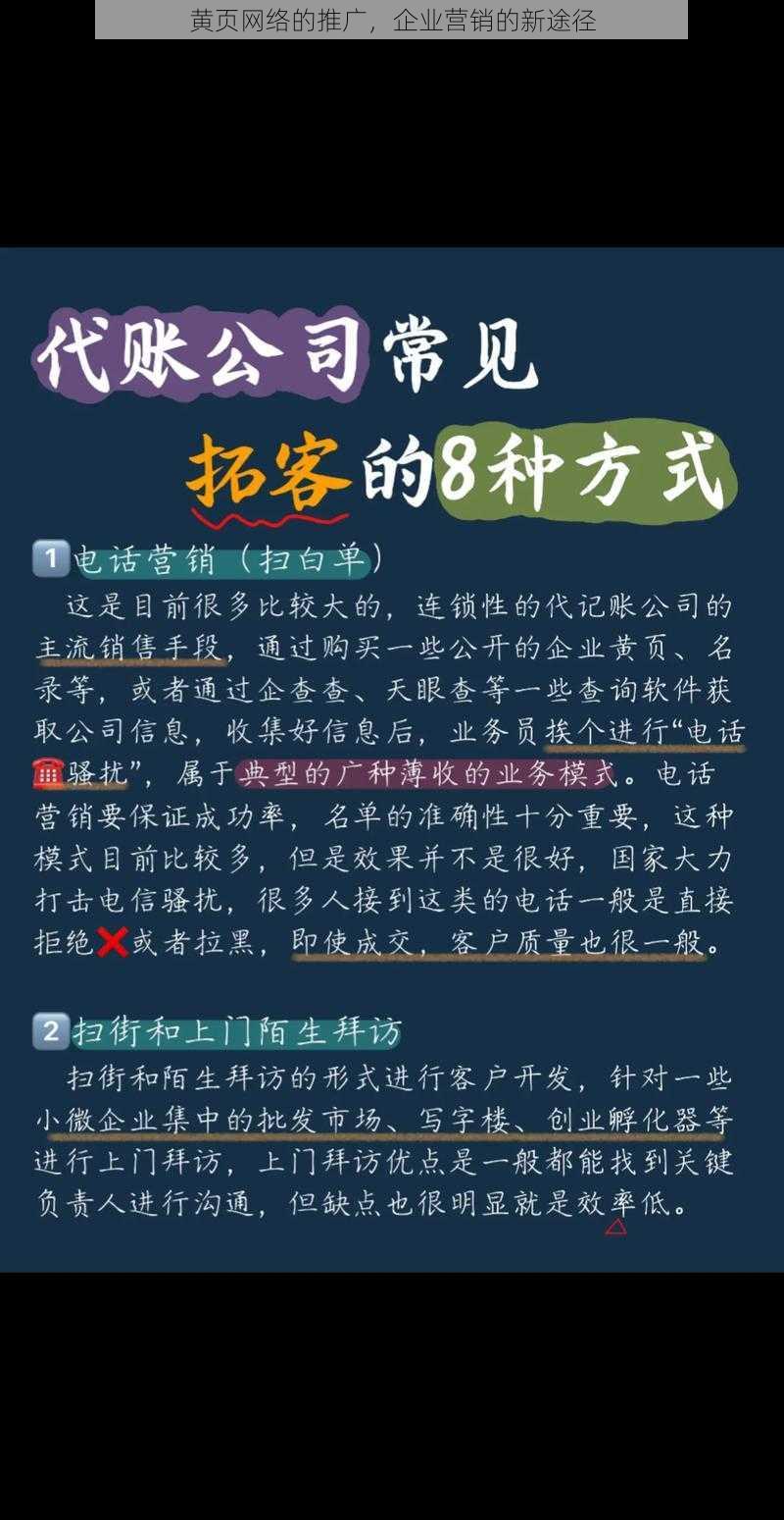 黄页网络的推广,企业营销的新途径