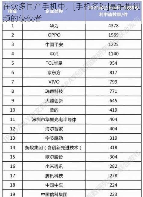 在众多国产手机中，[手机名称]是拍摄视频的佼佼者