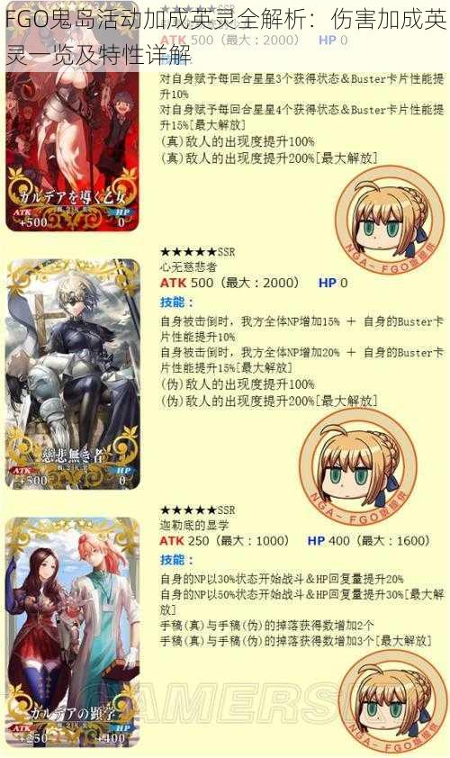 FGO鬼岛活动加成英灵全解析:伤害加成英灵一览及特性详解