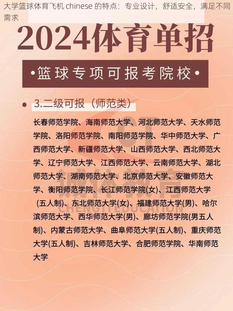 大学篮球体育飞机 chinese 的特点:专业设计,舒适安全,满足不同需求