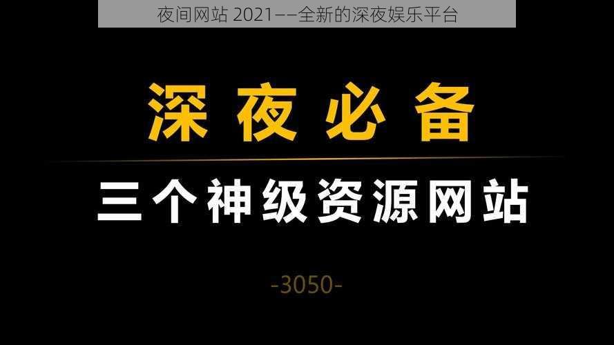 夜间网站 2021——全新的深夜娱乐平台