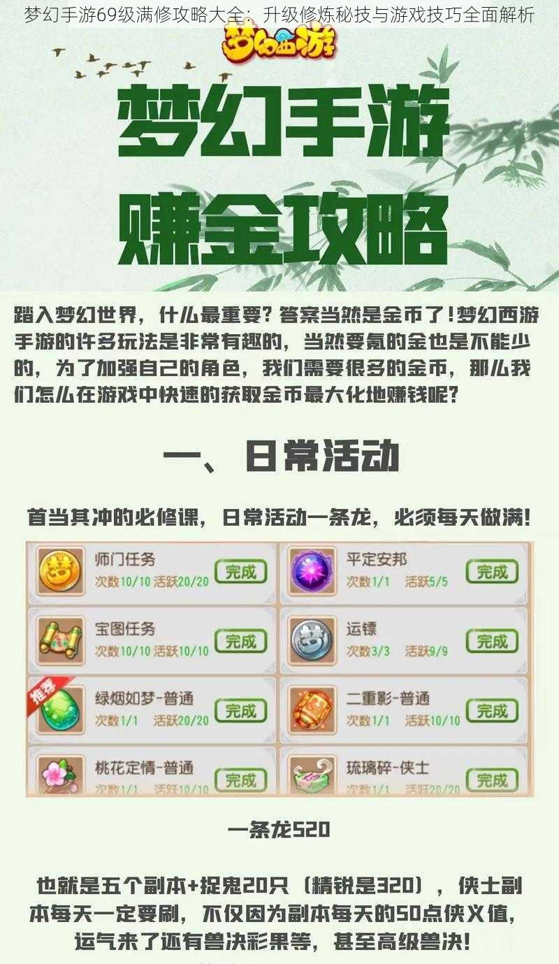 梦幻手游69级满修攻略大全:升级修炼秘技与游戏技巧全面解析