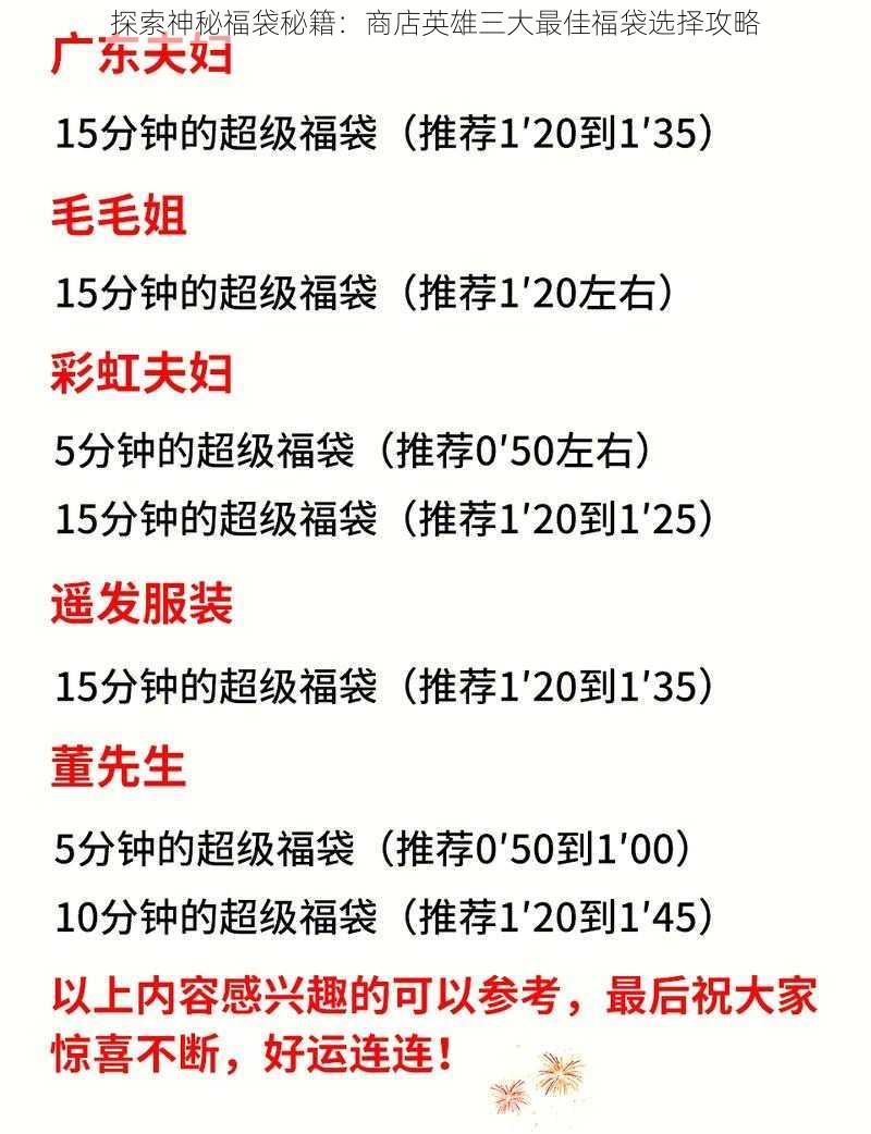 探索神秘福袋秘籍:商店英雄三大最佳福袋选择攻略