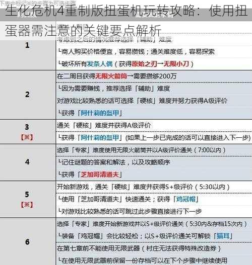 生化危机4重制版扭蛋机玩转攻略:使用扭蛋器需注意的关键要点解析
