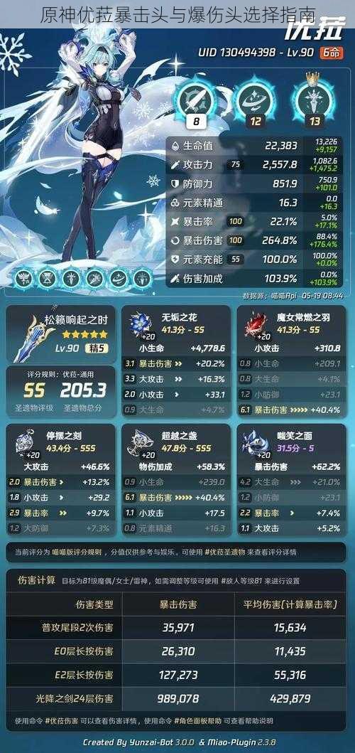 原神优菈暴击头与爆伤头选择指南
