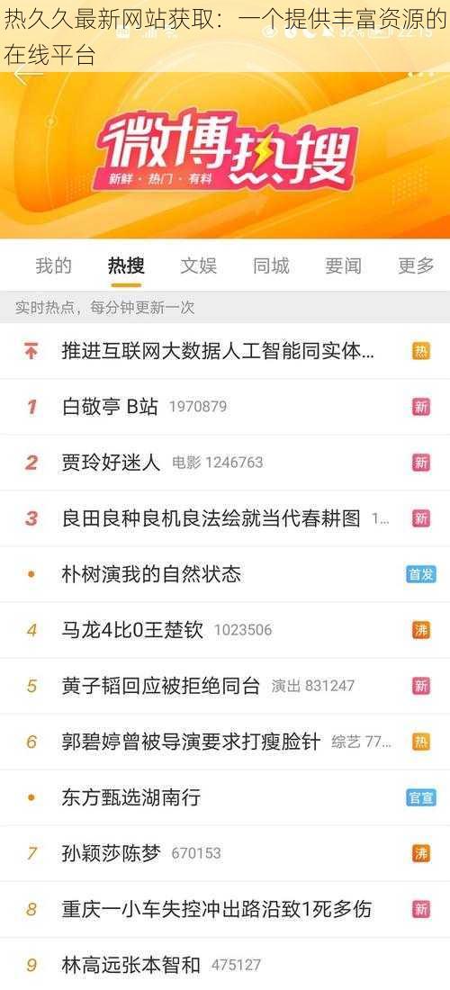 热久久最新网站获取:一个提供丰富资源的在线平台