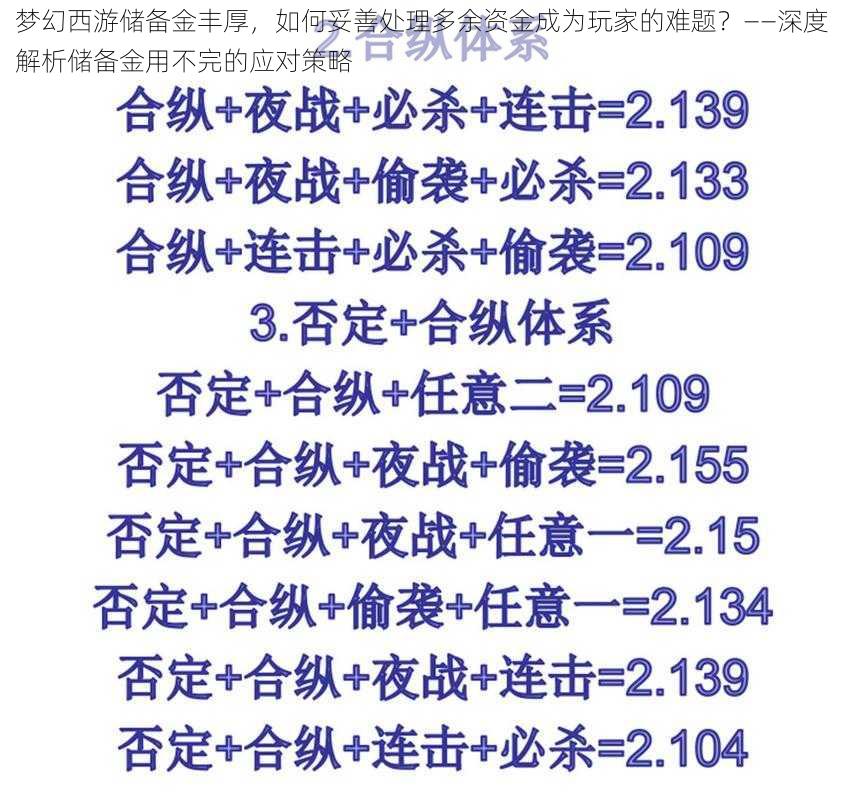 梦幻西游储备金丰厚,如何妥善处理多余资金成为玩家的难题?——深度解析储备金用不完的应对策略