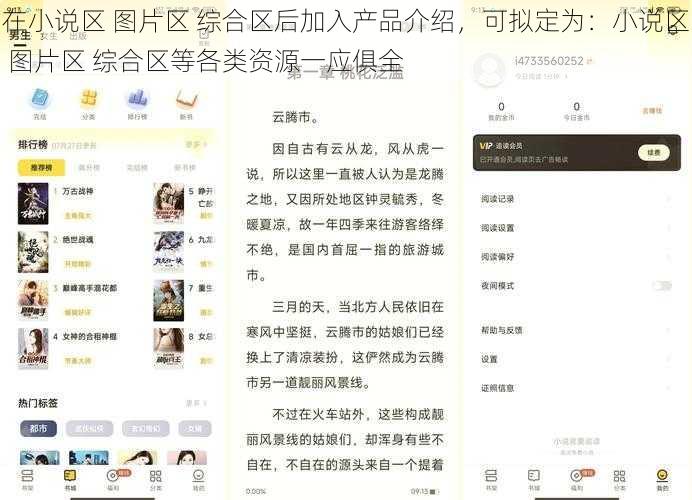 在小说区 图片区 综合区后加入产品介绍,可拟定为:小说区 图片区 综合区等各类资源一应俱全