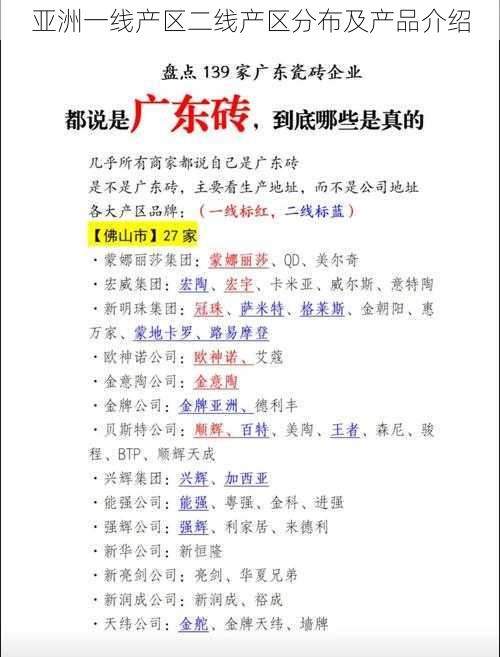亚洲一线产区二线产区分布及产品介绍