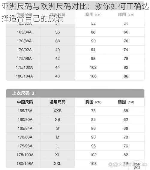 亚洲尺码与欧洲尺码对比:教你如何正确选择适合自己的服装