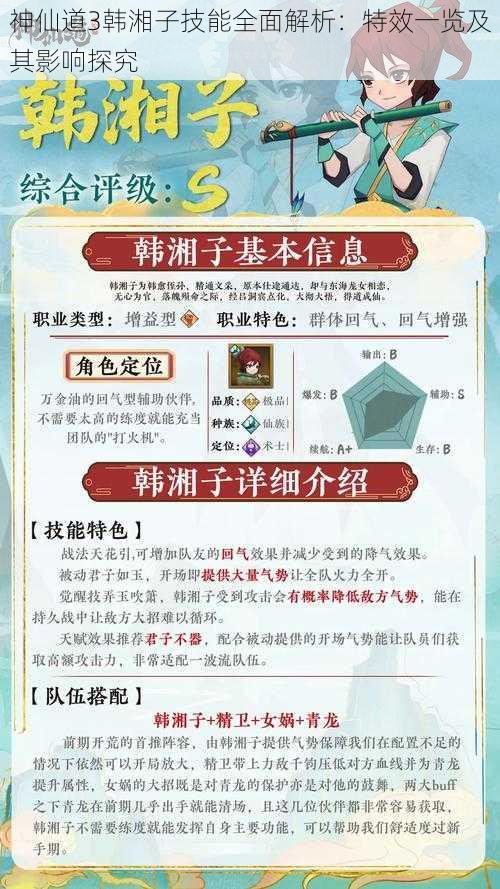 神仙道3韩湘子技能全面解析:特效一览及其影响探究