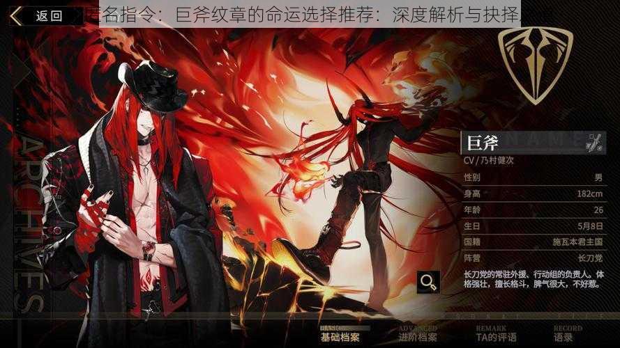 非匿名指令：巨斧纹章的命运选择推荐：深度解析与抉择之道