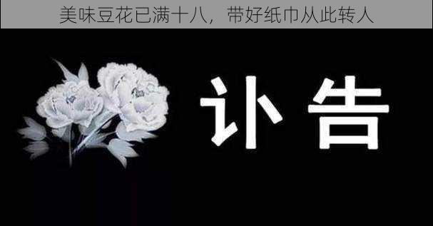 美味豆花已满十八,带好纸巾从此转人