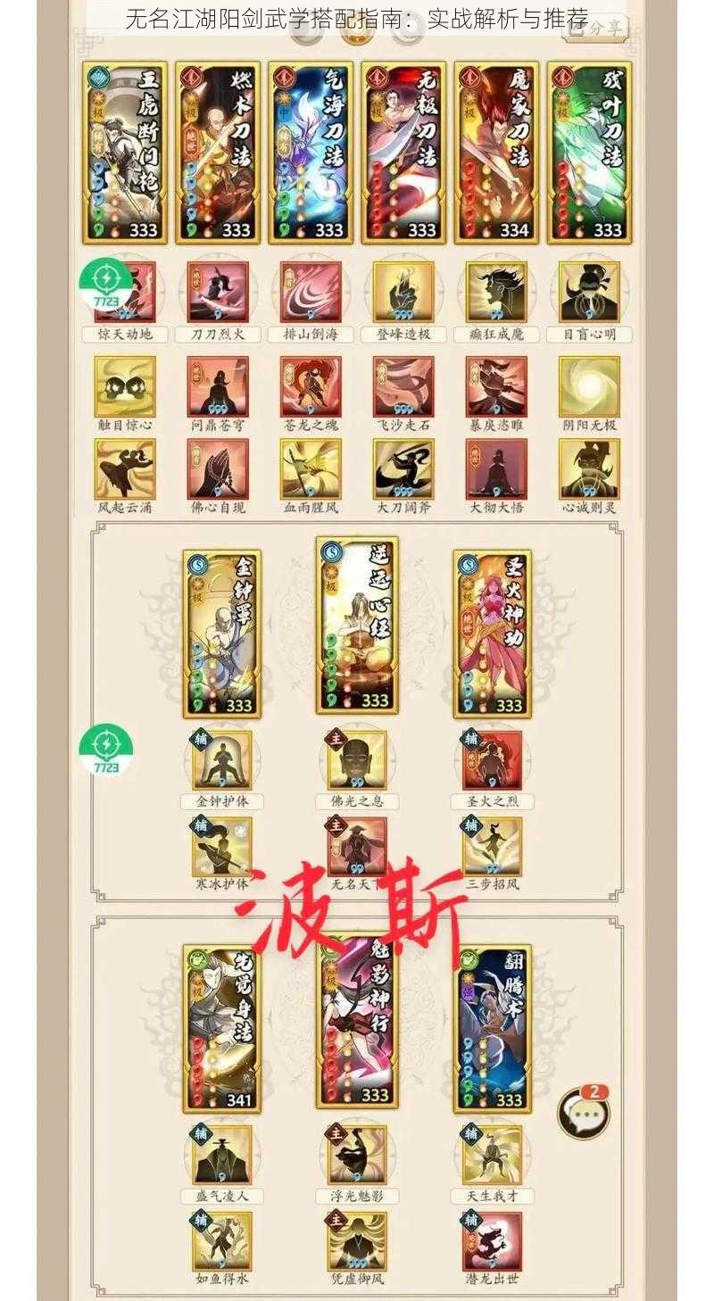 无名江湖阳剑武学搭配指南:实战解析与推荐
