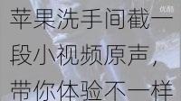苹果洗手间截一段小视频原声,带你体验不一样的视觉盛宴