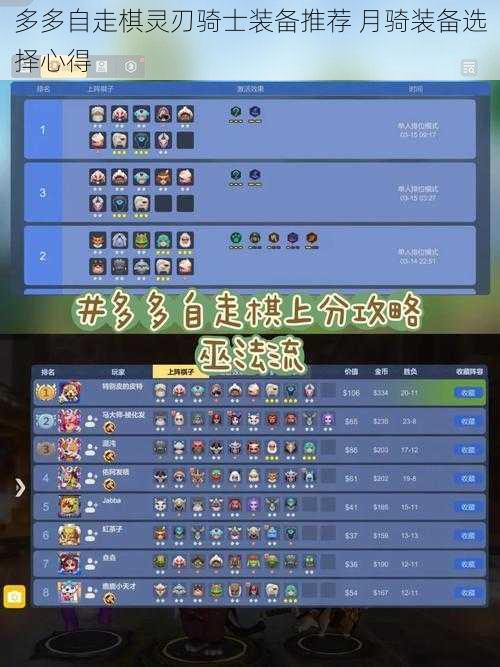多多自走棋灵刃骑士装备推荐 月骑装备选择心得