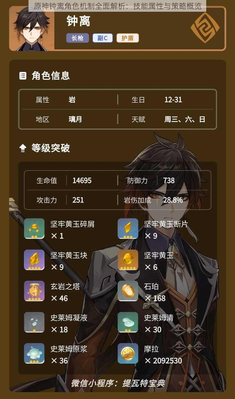 原神钟离角色机制全面解析:技能属性与策略概览