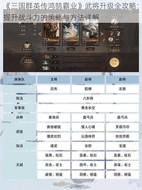 《三国群英传鸿鹄霸业》武将升级全攻略:提升战斗力的策略与方法详解