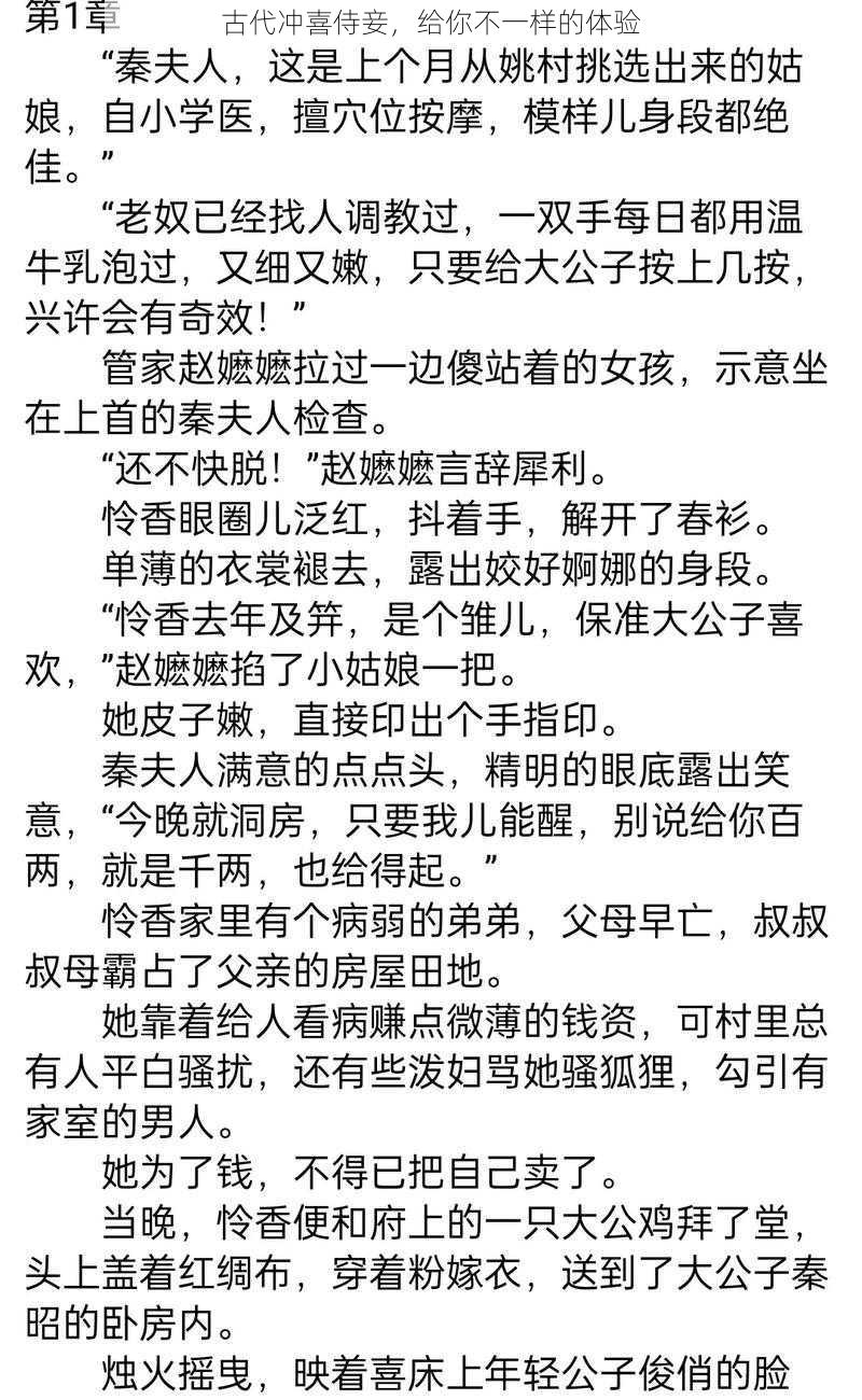古代冲喜侍妾,给你不一样的体验