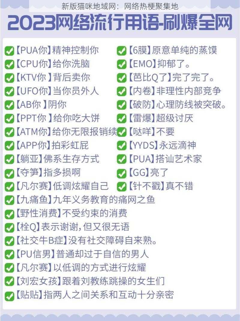 新版猫咪地域网:网络热梗聚集地