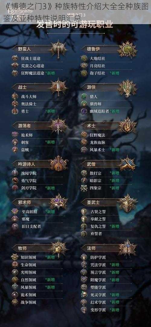 《博德之门3》种族特性介绍大全全种族图鉴及亚种特性说明汇总