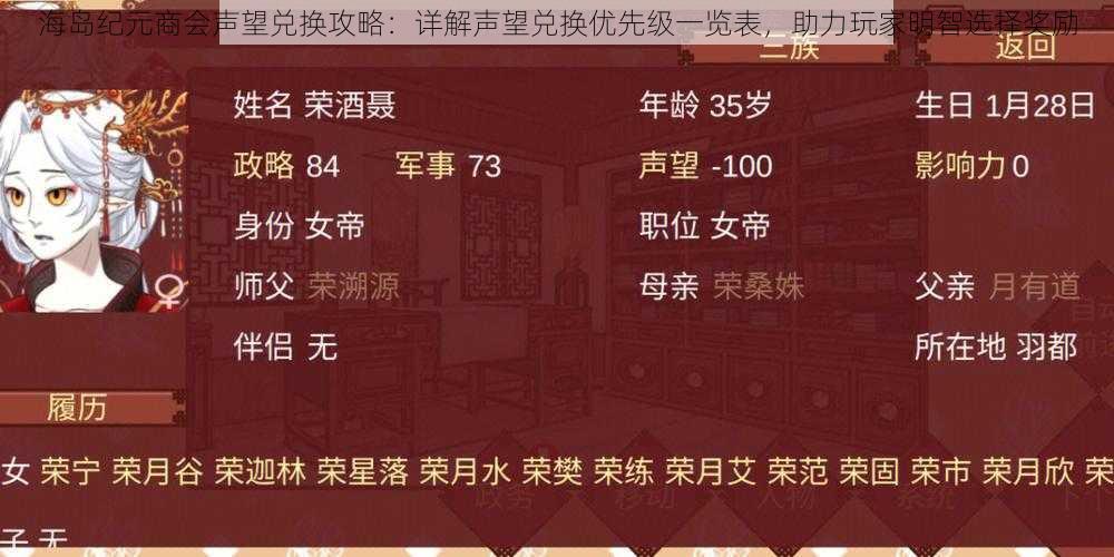 海岛纪元商会声望兑换攻略:详解声望兑换优先级一览表,助力玩家明智选择奖励