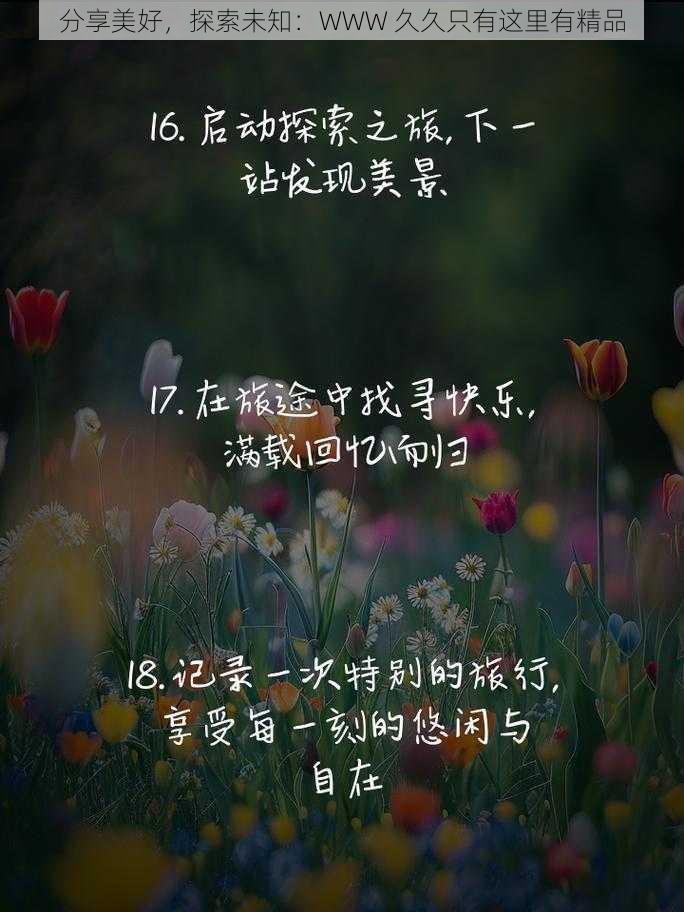 分享美好,探索未知:WWW 久久只有这里有精品