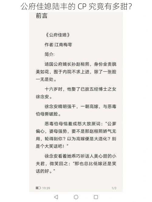 公府佳媳陆丰的 CP 究竟有多甜?