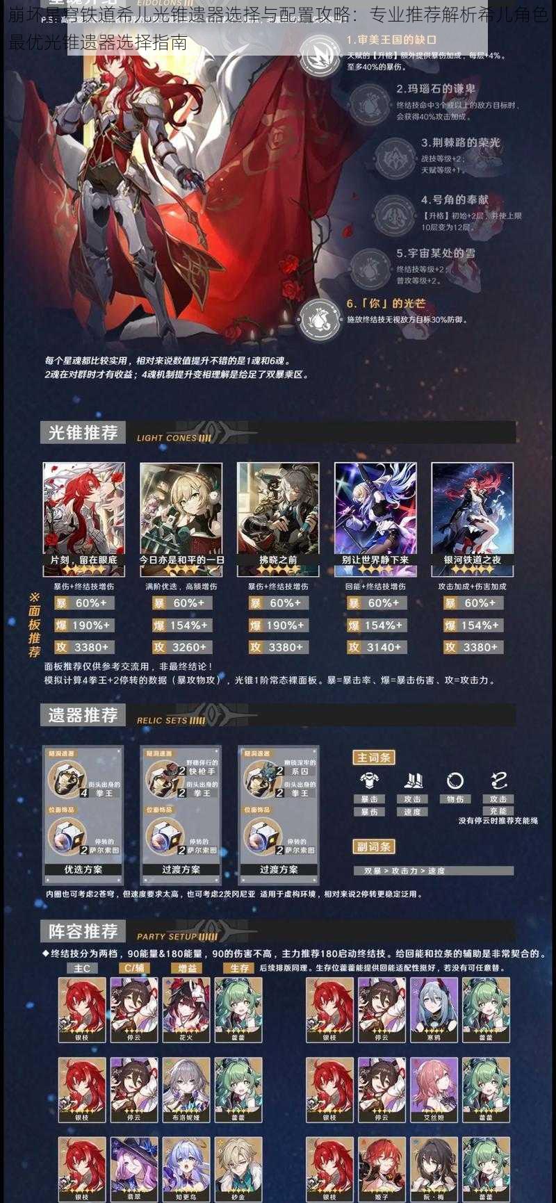 崩坏星穹铁道希儿光锥遗器选择与配置攻略:专业推荐解析希儿角色最优光锥遗器选择指南