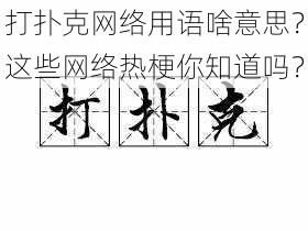 打扑克网络用语啥意思?这些网络热梗你知道吗?