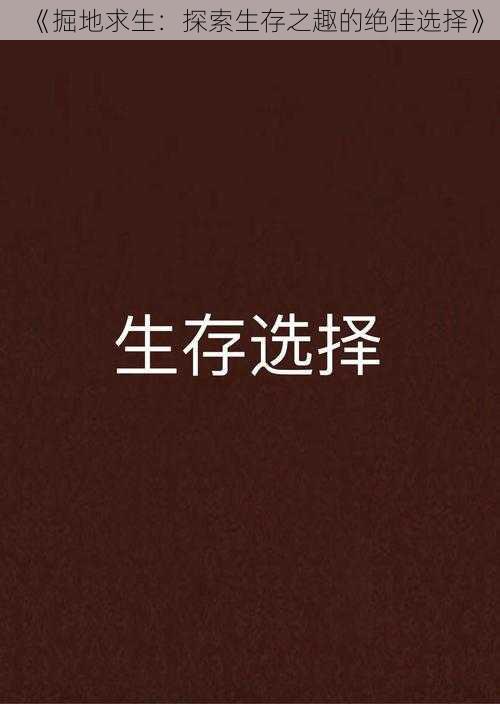 《掘地求生:探索生存之趣的绝佳选择》