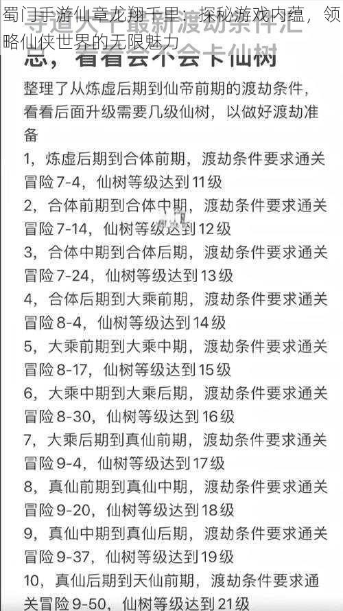 蜀门手游仙章龙翔千里:探秘游戏内蕴,领略仙侠世界的无限魅力