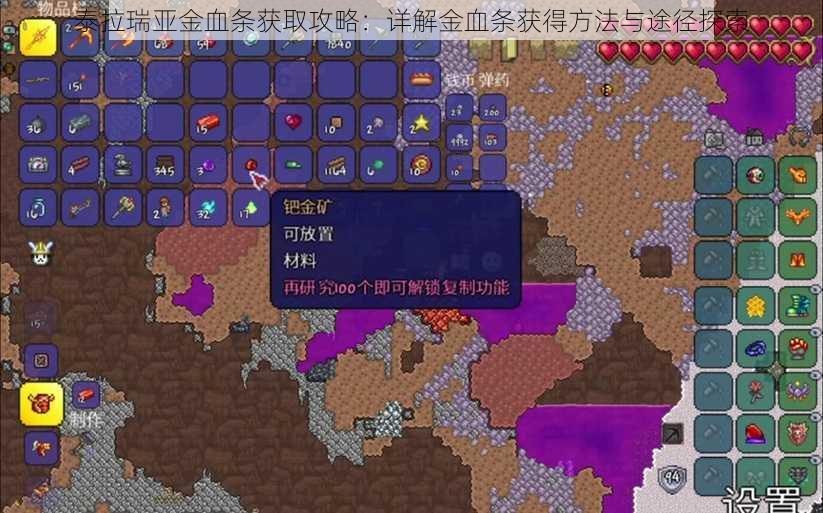 泰拉瑞亚金血条获取攻略:详解金血条获得方法与途径探索
