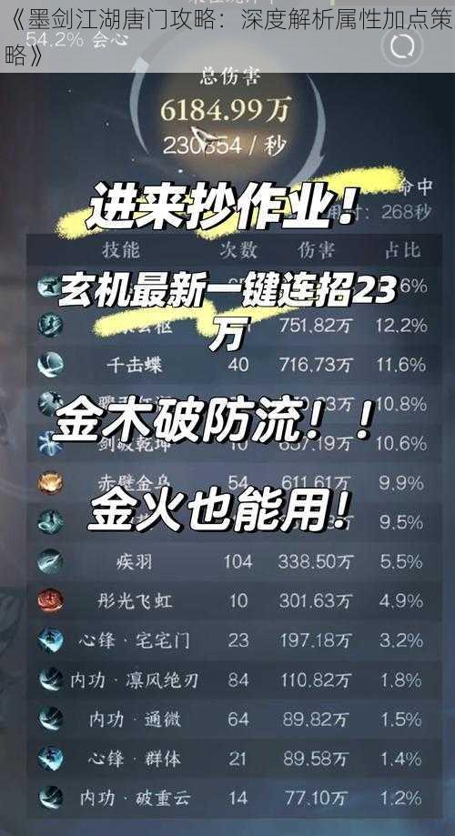 《墨剑江湖唐门攻略:深度解析属性加点策略》