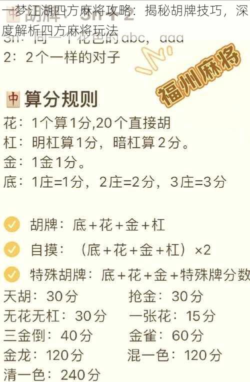 一梦江湖四方麻将攻略:揭秘胡牌技巧,深度解析四方麻将玩法