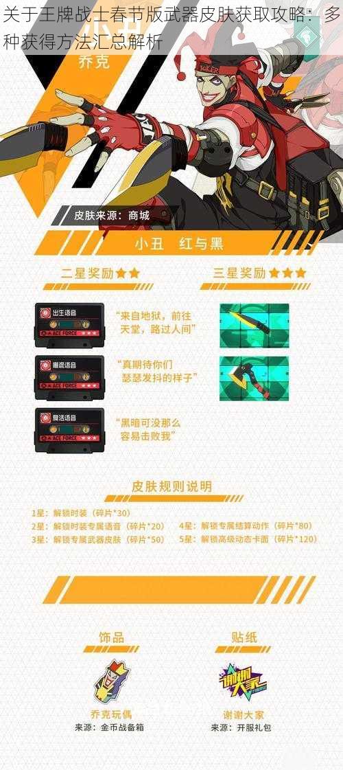 关于王牌战士春节版武器皮肤获取攻略:多种获得方法汇总解析