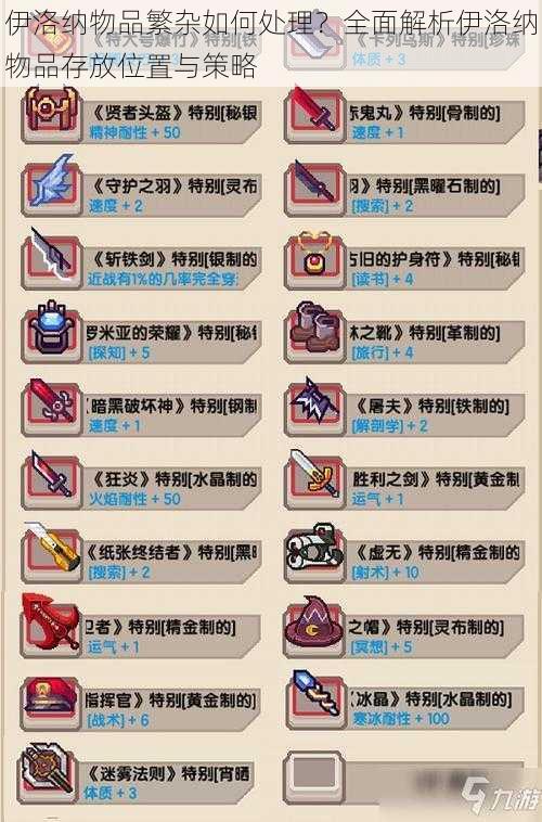 伊洛纳物品繁杂如何处理?全面解析伊洛纳物品存放位置与策略