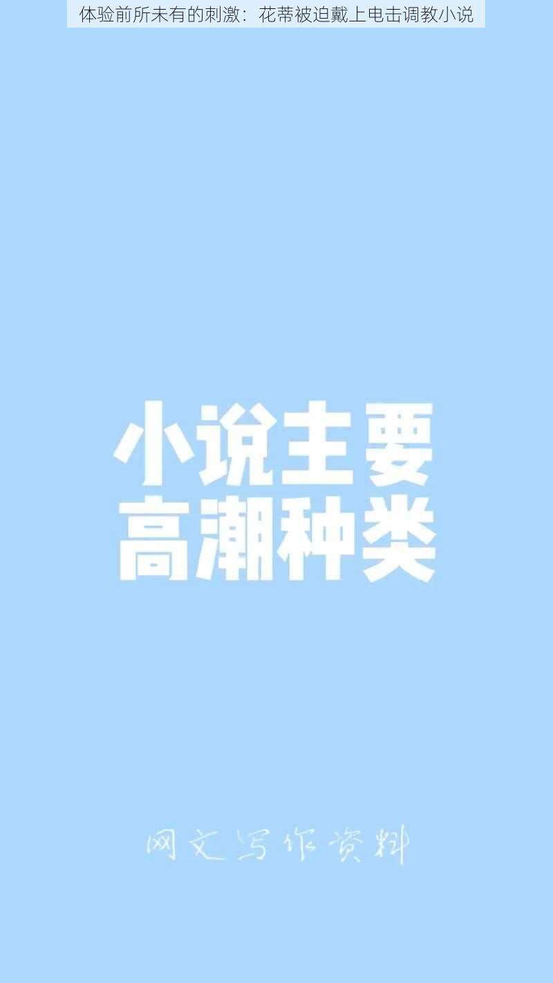 体验前所未有的刺激:花蒂被迫戴上电击调教小说