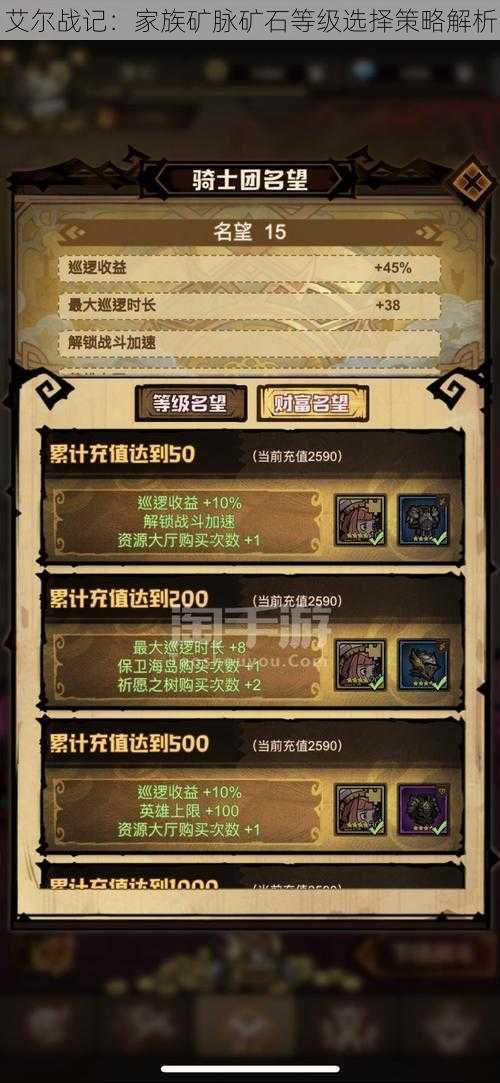 艾尔战记:家族矿脉矿石等级选择策略解析