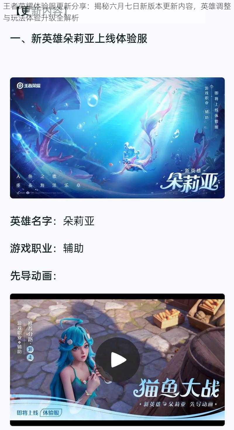 王者荣耀体验服更新分享:揭秘六月七日新版本更新内容,英雄调整与玩法体验升级全解析