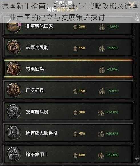 德国新手指南:钢铁雄心4战略攻略及德国工业帝国的建立与发展策略探讨